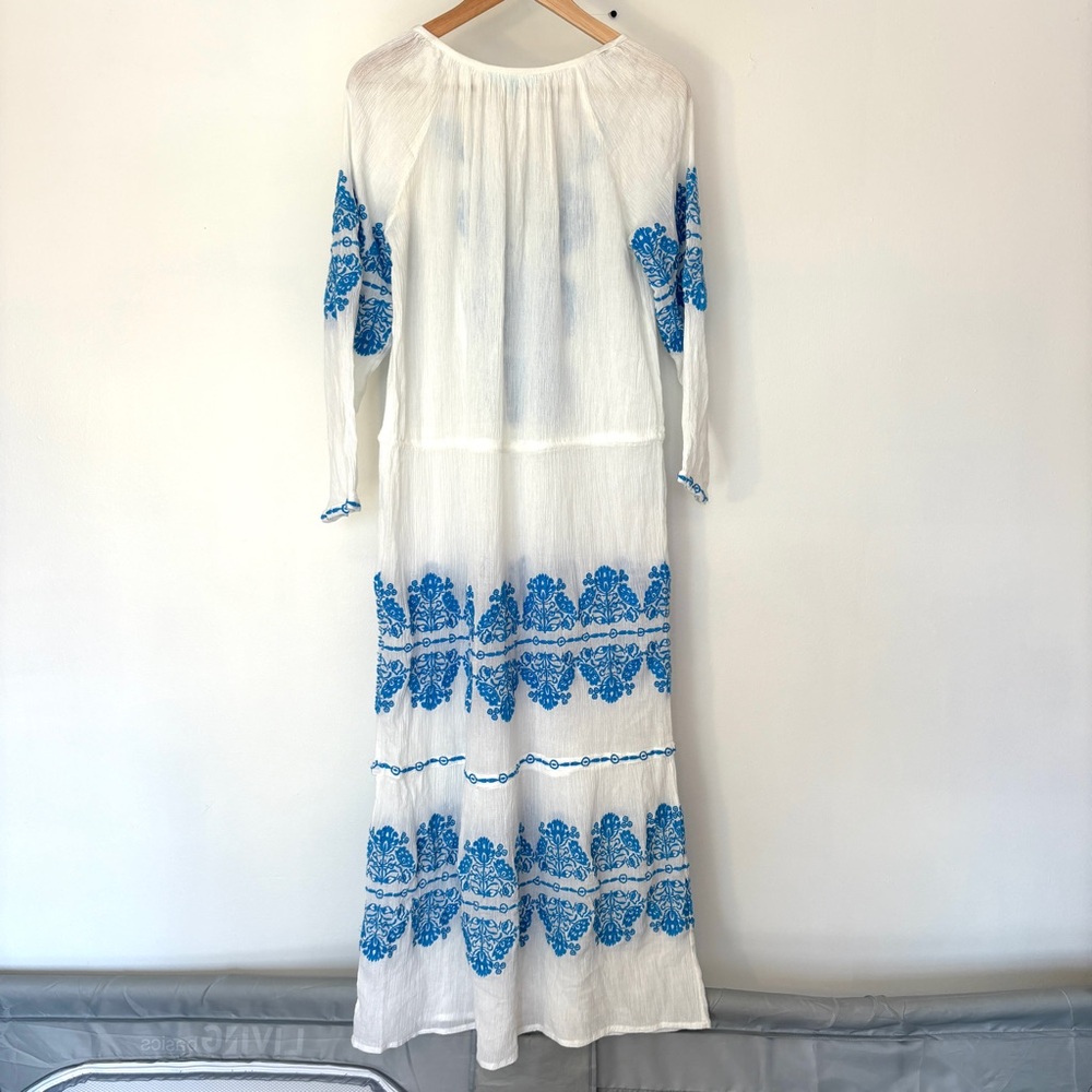 Melissa Odabash Ellie Embroidered Long Sleeves Belted Midi Dress - Picture 9 of 12